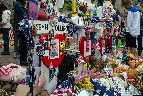 Boston Marathon bombing tribute at Copley Square.